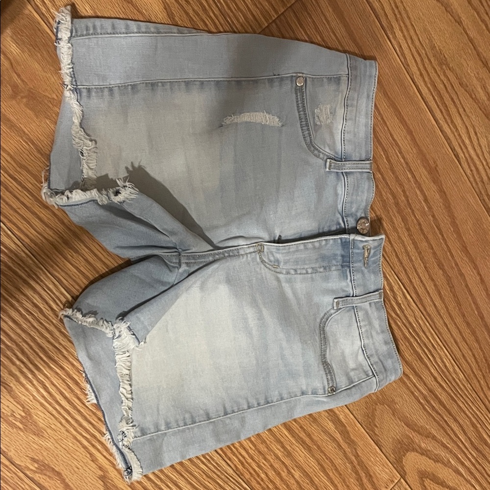 Guess Light Blue Distressed Denim Shorts